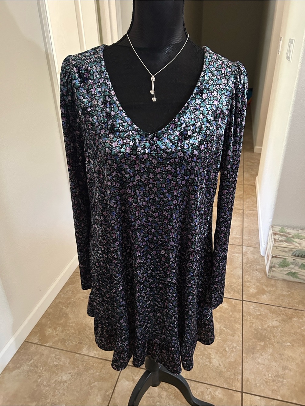 wild fable Black Floral Midi Dress